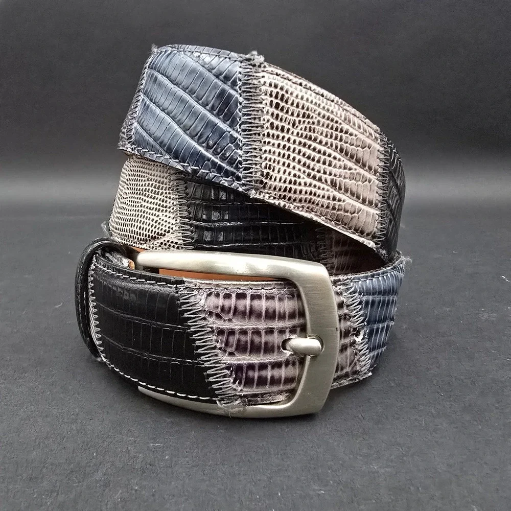 Fresco Golf Mens Patchwork Exotic Embossed Leather Belt Made in Italy Size 115